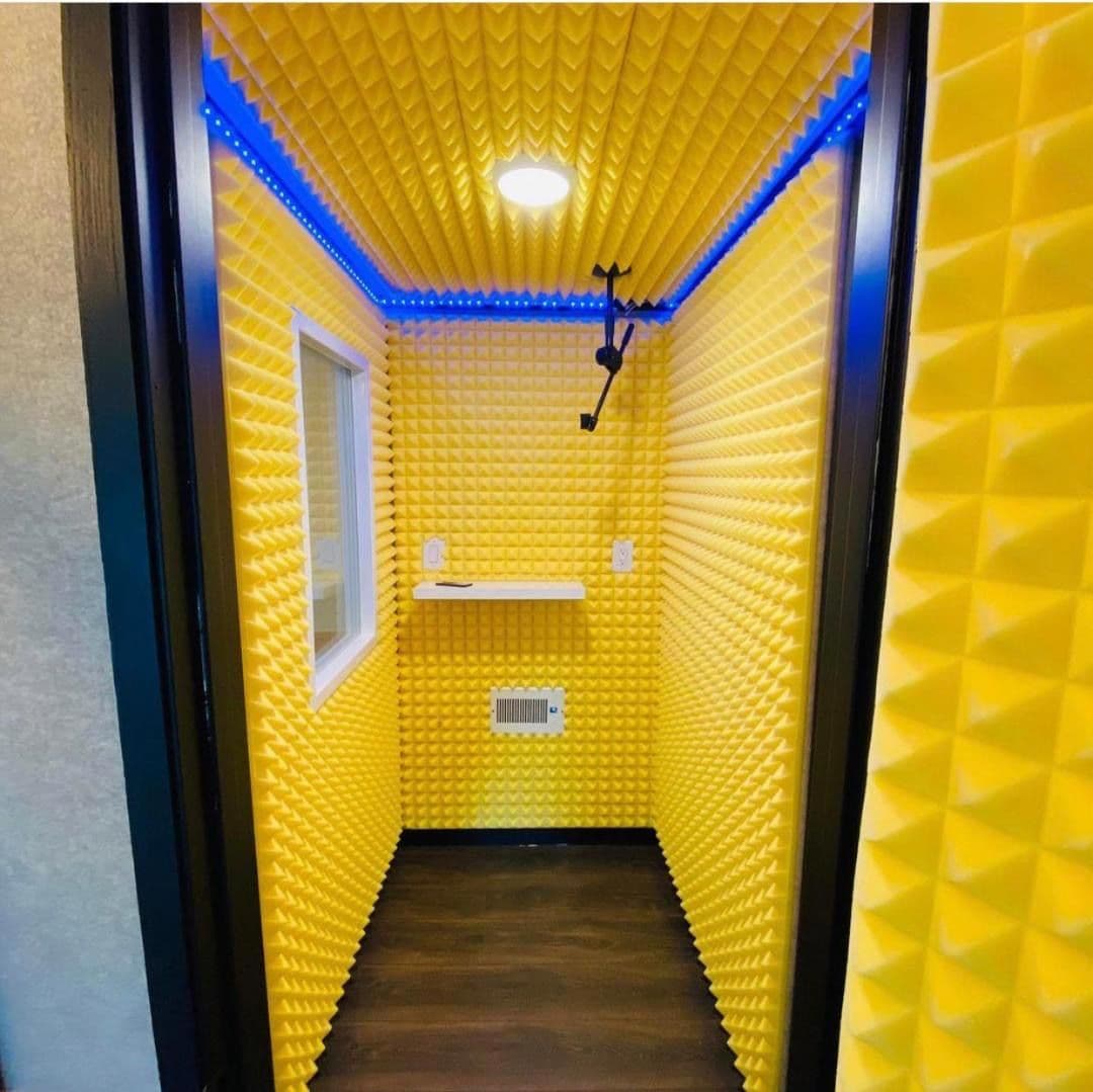 Project Custom Yellow Foam Audio Booth with LED Lighting image